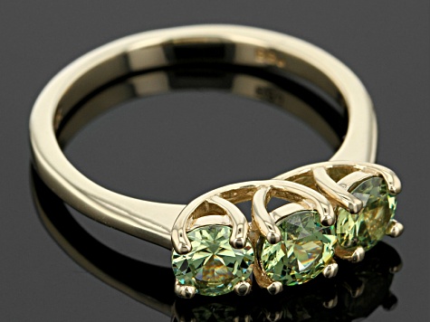 Green Demantoid 10k Yellow Gold Band Ring .99ctw