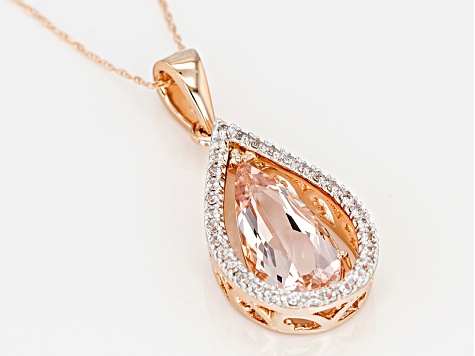 Peach Morganite 10k Rose Gold Pendant With Chain 2.44ctw