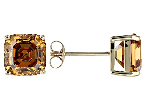 Champagne Strontium Titanate Solitaire Earrings 6.98ctw