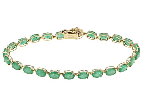 Green Emerald 14k Yellow Gold Bracelet 8 66ctw Kot046e Jtv Green Emerald 14k Yellow Gold Bracelet 8 66ctw