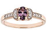 Purple Spinel With White Zircon 10k Rose Gold Ring 0.53ctw