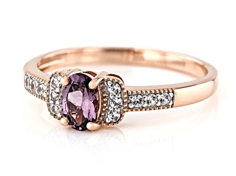 Purple Spinel With White Zircon 10k Rose Gold Ring 0.53ctw