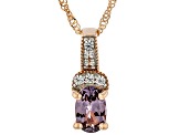 Purple Spinel With White Zircon 10k Rose Gold Pendant With Chain 0.44ctw