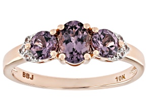 Purple Spinel With White Zircon 10k Rose Gold Ring 0.92ctw