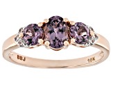 Purple Spinel With White Zircon 10k Rose Gold Ring 0.92ctw