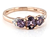 Purple Spinel With White Zircon 10k Rose Gold Ring 0.92ctw