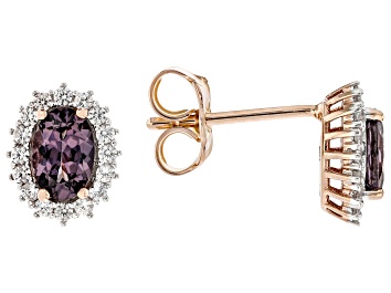 Picture of Purple Spinel With White Zircon 10k Rose Gold Earrings 1.09ctw