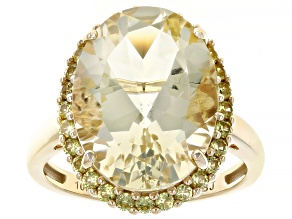 Yellow Labradorite With Yellow Sapphire 10k Yellow Gold Ring 7.45ctw