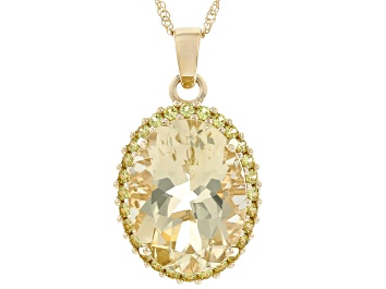 Picture of Yellow Labradorite With Yellow Sapphire 10k Yellow Gold Pendant With Chain 7.45ctw