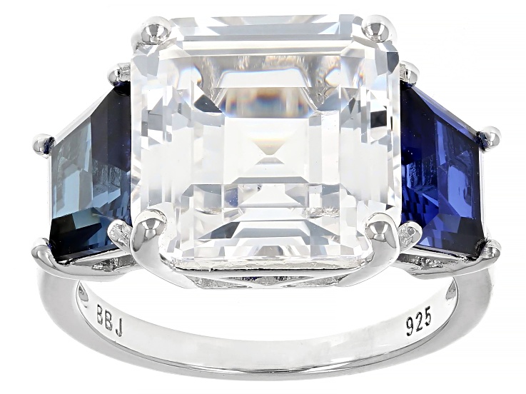 White Lab Created Sapphire Rhodium Over Sterling Silver 3