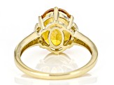 Citrine With Champagne Diamond And White Diamond 10k Yellow Gold Ring 2.76ctw