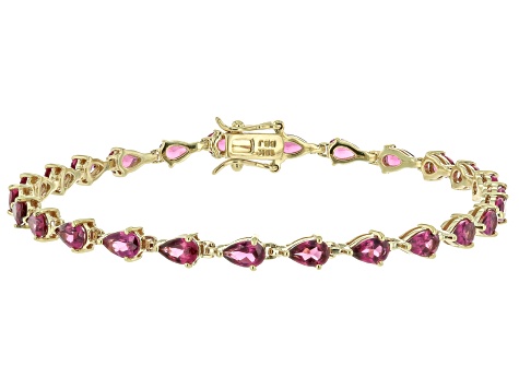 Grape Color Garnet 10k Yellow Gold Bracelet 6.04ctw