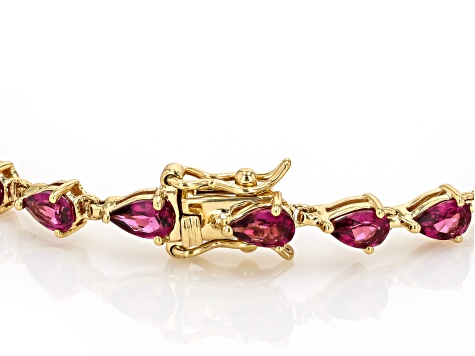Grape Color Garnet 10k Yellow Gold Bracelet 6.04ctw