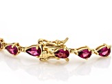 Grape Color Garnet 10k Yellow Gold Bracelet 6.04ctw
