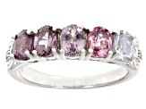 Multi-Color Spinel Rhodium Over Sterling Silver Band Ring 1.64ctw