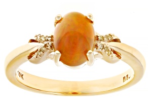 Buttercup Color Ethiopian Opal With Yellow Diamond 10k Yellow Gold Ring 0.03ctw