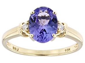 Tanzanite With Moissanite 10k Yellow Gold Ring 1.57ctw