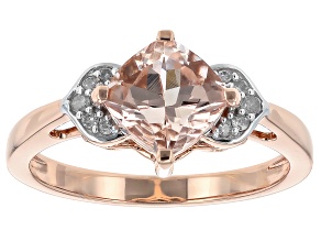 Morganite With White Diamond 10k Rose Gold Ring 1.29ctw