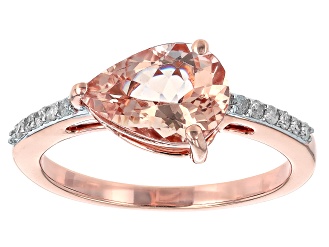 Morganite With White Diamond 10k Rose Gold Ring