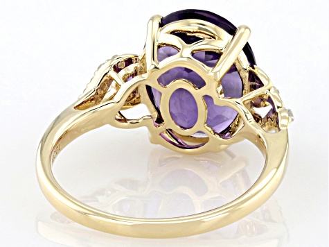 10k gold amethyst diamond ring discount