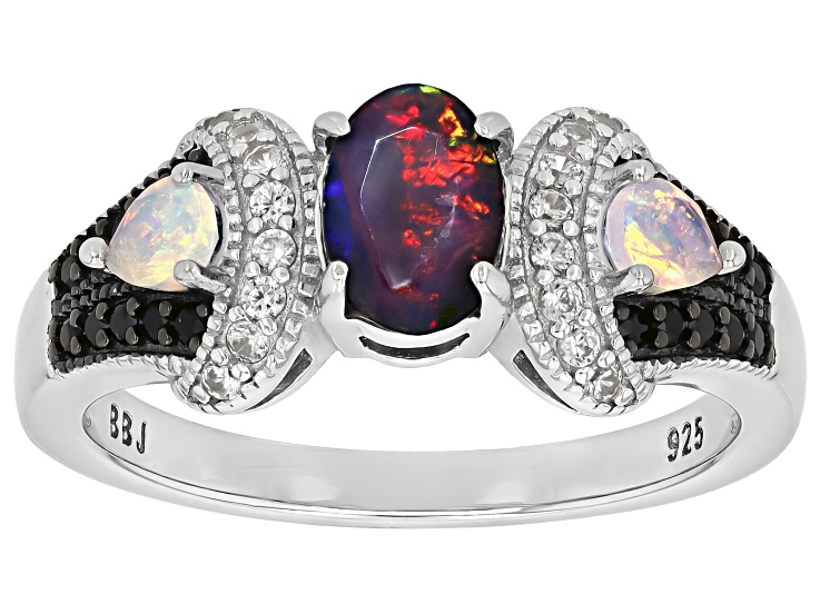 アクセサリー TONO ASW-180G Black Ethiopian Opal Rhodium Over Silver Ring 0.81ctw