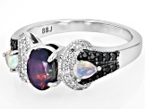 Black Ethiopian Opal Rhodium Over Silver Ring 0.81ctw