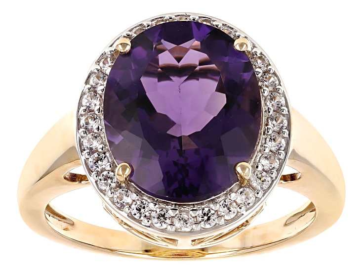 Amethyst With White Zircon 10k Yellow Gold Ring 4.24ctw - KTS067 | JTV