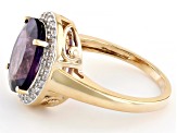 Amethyst With White Zircon 10k Yellow Gold Ring 4.24ctw