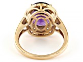 Amethyst With White Zircon 10k Yellow Gold Ring 4.24ctw
