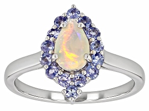 White Ethiopian Opal Rhodium Over Sterling Silver Ring 0.78ctw