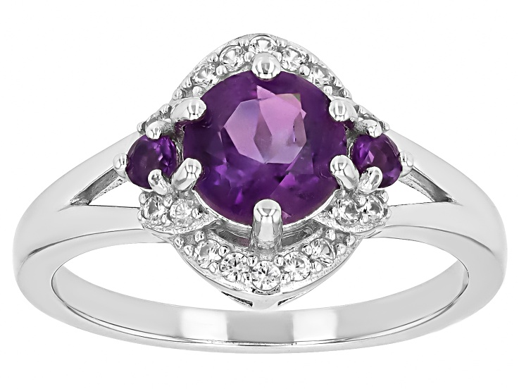 Purple African Amethyst Rhodium Over Silver Ring 1.26ctw