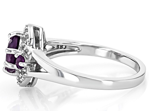 Purple African Amethyst Rhodium Over Silver Ring 1.26ctw