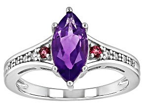 Purple African Amethyst Rhodium Over Silver Ring 1.52ctw