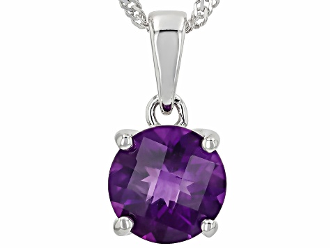 African Amethyst Rhodium Over Silver Solitaire Pendant With Chain 2.28ct