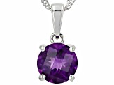 African Amethyst Rhodium Over Silver Solitaire Pendant With Chain 2.28ct