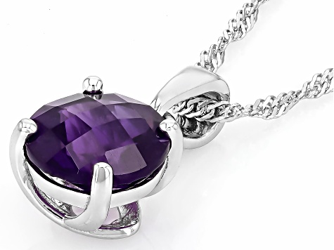 African Amethyst Rhodium Over Silver Solitaire Pendant With Chain 2.28ct