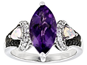 Purple African Amethyst Rhodium Over Silver Ring 2.61ctw