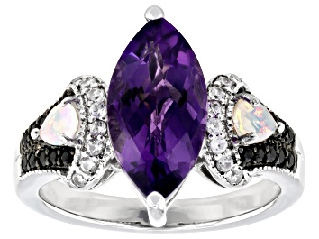 Picture of Purple African Amethyst Rhodium Over Silver Ring 2.61ctw