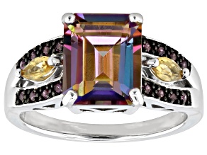 Northern Lights Quartz Rhodium Over Silver Ring 3.04ctw