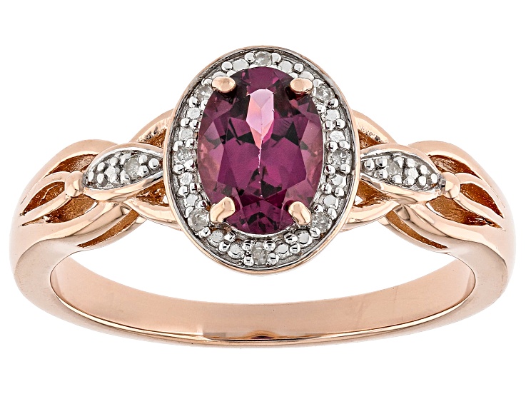 Rhodolite With White Diamond 18k Rose Gold Over Sterling Silver Ring 1 ...