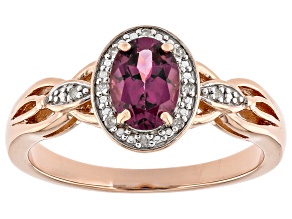Rhodolite With White Diamond 18k Rose Gold Over Sterling Silver Ring 1.18ctw