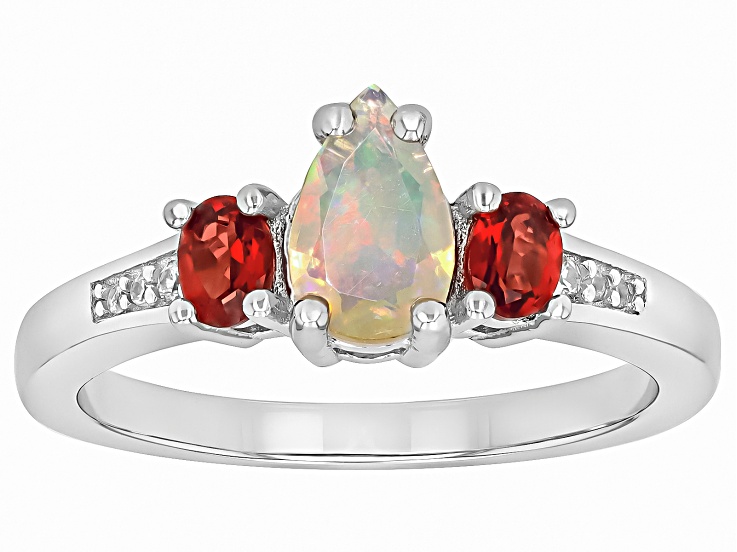 Buttercup Ethiopian Opal Rhodium Over Silver Ring 0.83ctw