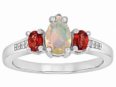 Buttercup Ethiopian Opal Rhodium Over Silver Ring 0.83ctw