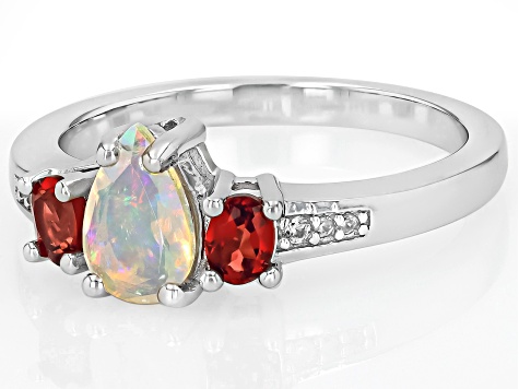 Buttercup Ethiopian Opal Rhodium Over Silver Ring 0.83ctw