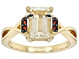 Yellow Labradorite With Red Garnet 18k Yellow Gold Over Sterling Silver Ring 1.96ctw - KTS108