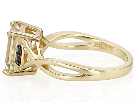 Yellow Labradorite With Red Garnet 18k Yellow Gold Over Sterling Silver Ring 1.96ctw - KTS108