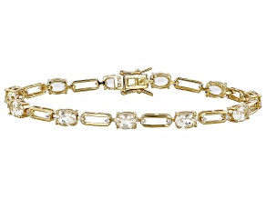 Yellow Labradorite With White Zircon 18k Yellow Gold Over Sterling Silver Bracelet 6.50ctw