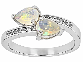 Picture of Buttercup Ethiopian Opal Rhodium Over Silver Ring 0.80ctw