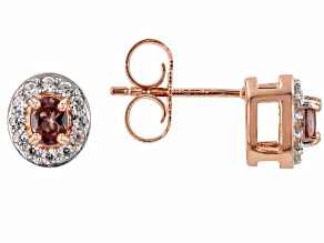 Color Change Garnet With White Zircon 18k Rose Gold Over Sterling Silver Earrings 0.58ctw