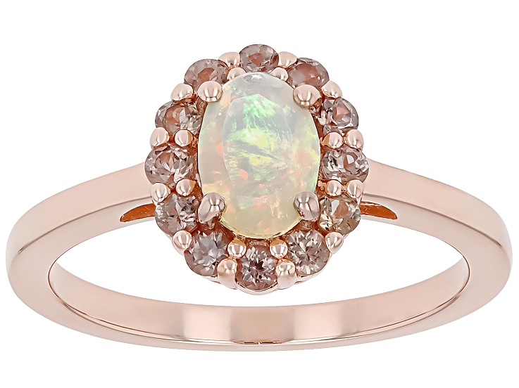 Ethiopian Opal With Color Change Garnet 18k Rose Gold Over